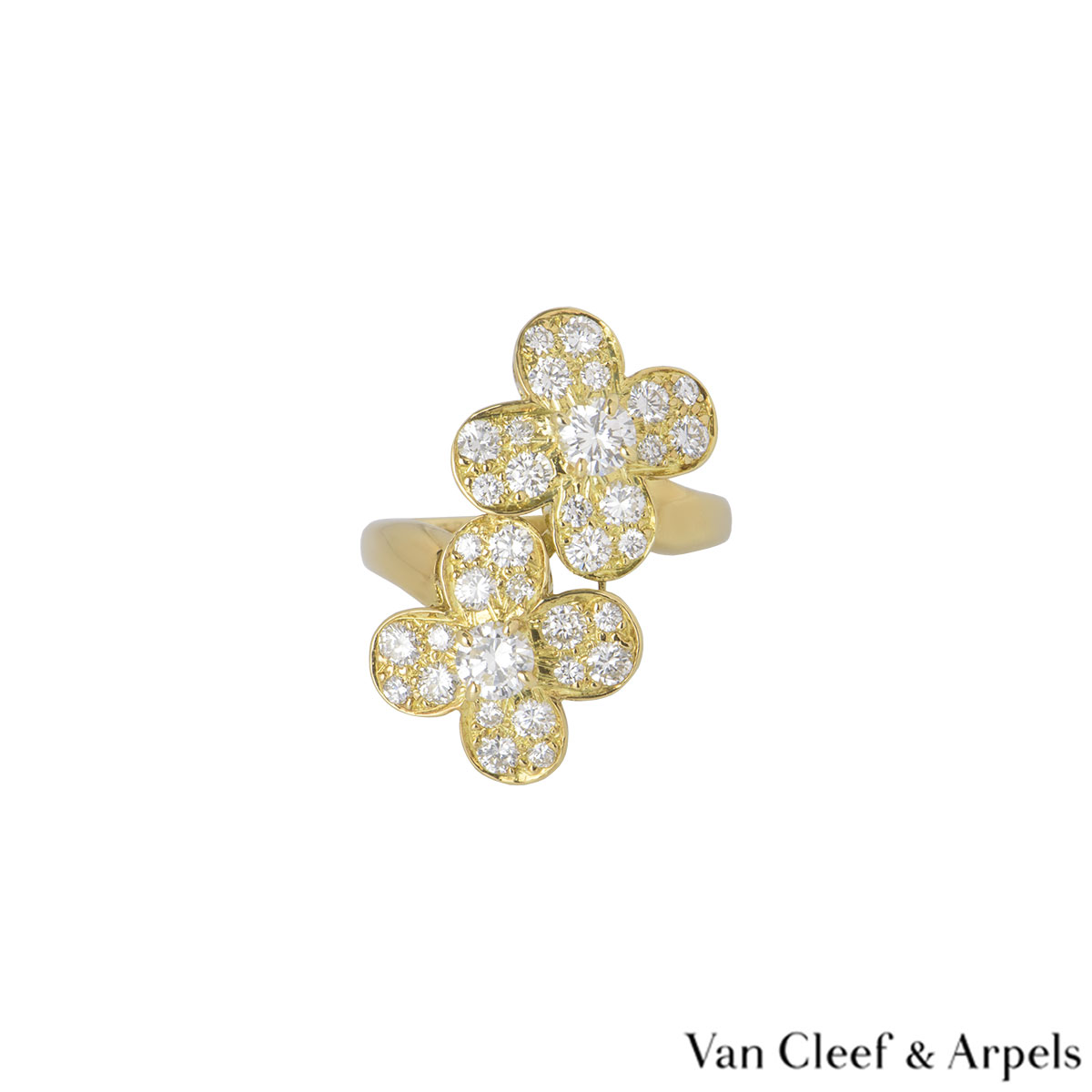Van Cleef & Arpels Yellow Gold Diamond Trefle Ring | Rich Diamonds